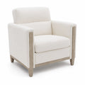 Sessel Eichenholzrahmen Creme Leinen