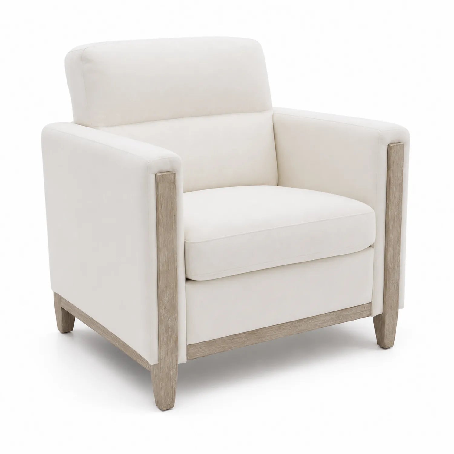 Sessel Eichenholzrahmen Creme Leinen