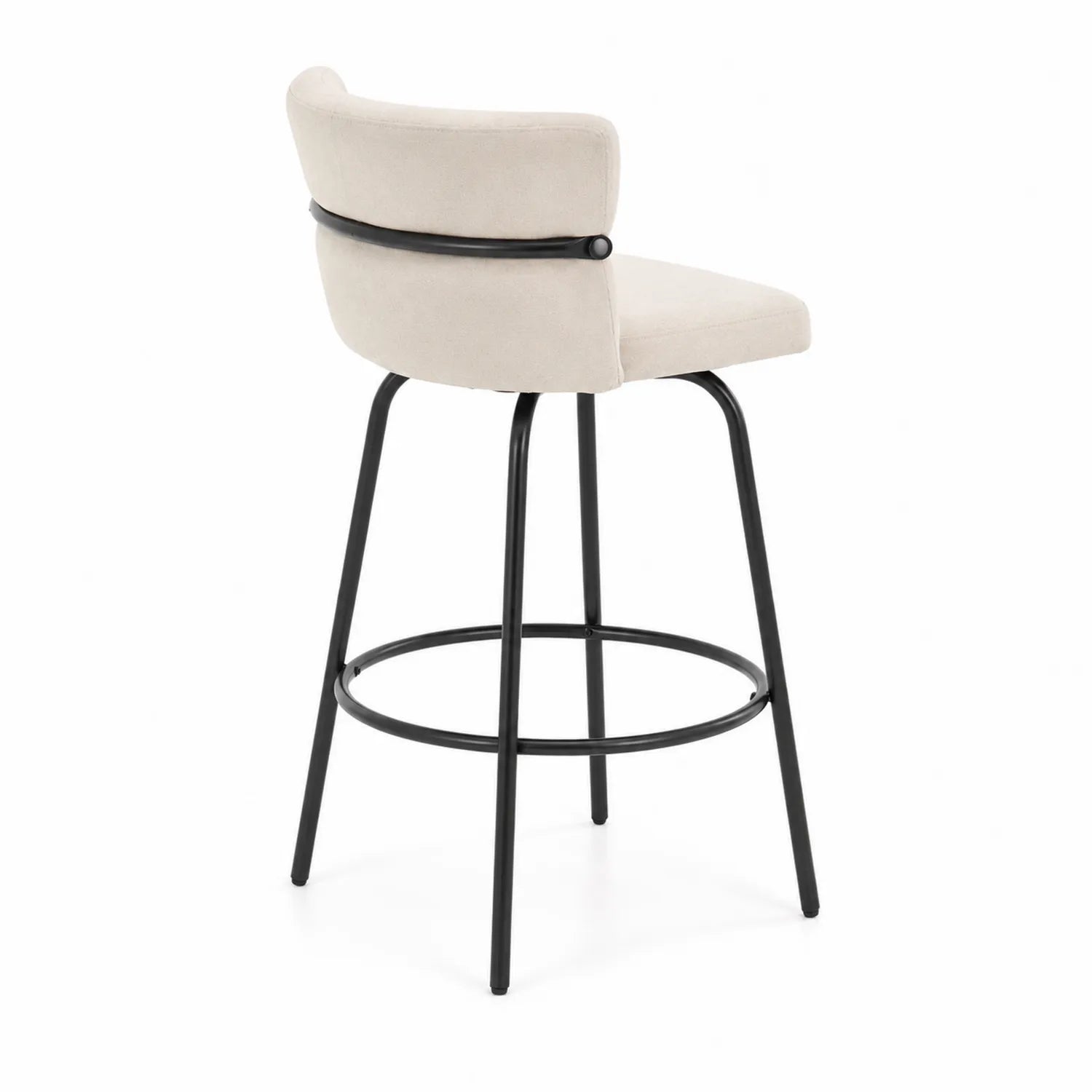 Barhocker aus Stoff mit Metallrahmen, Creme
