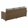 3-Sitzer Gartensofa aus Rattan mit grauen Kissen