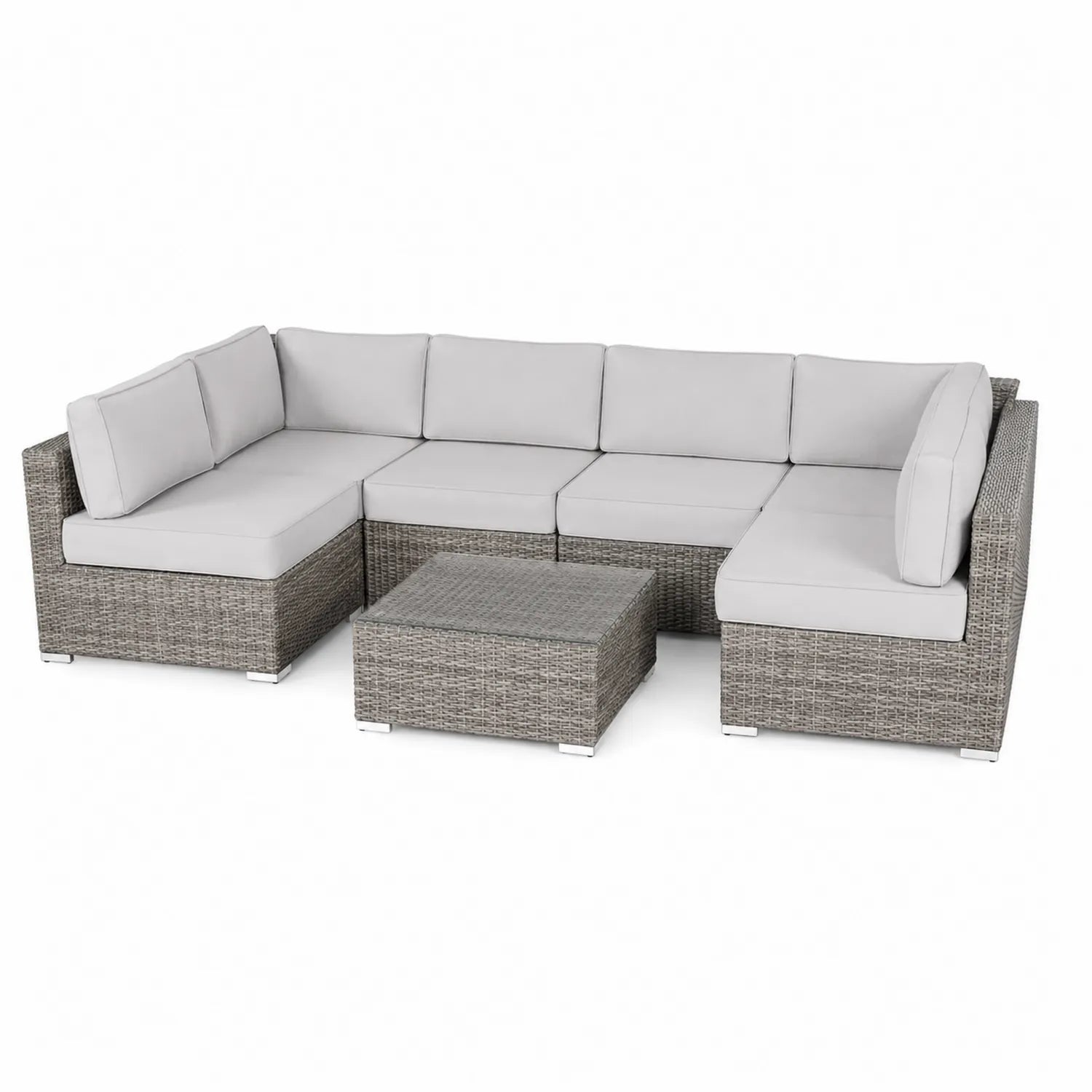 Polyrattan Outdoor Ecksofa-Set 6-teilig Grau