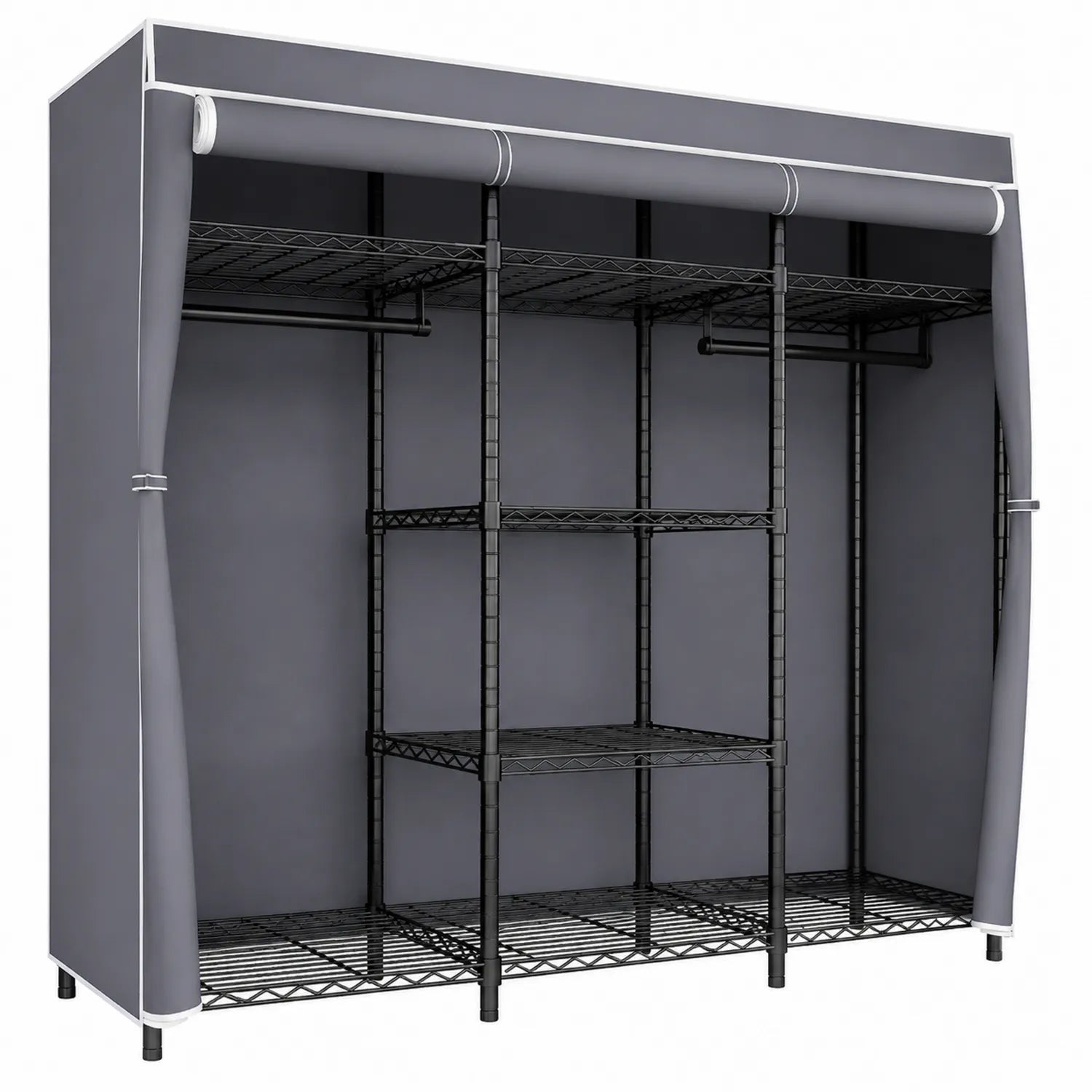 Metallkleiderschrank mit Polyesterabdeckung Grau 175x45x170 cm