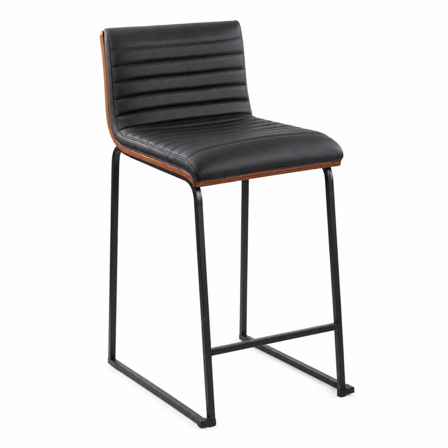 Barhocker aus PU-Leder Schwarz mit Metallgestell