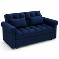 2-Sitzer Sofa Dunkelblau Samt mit Kissen
