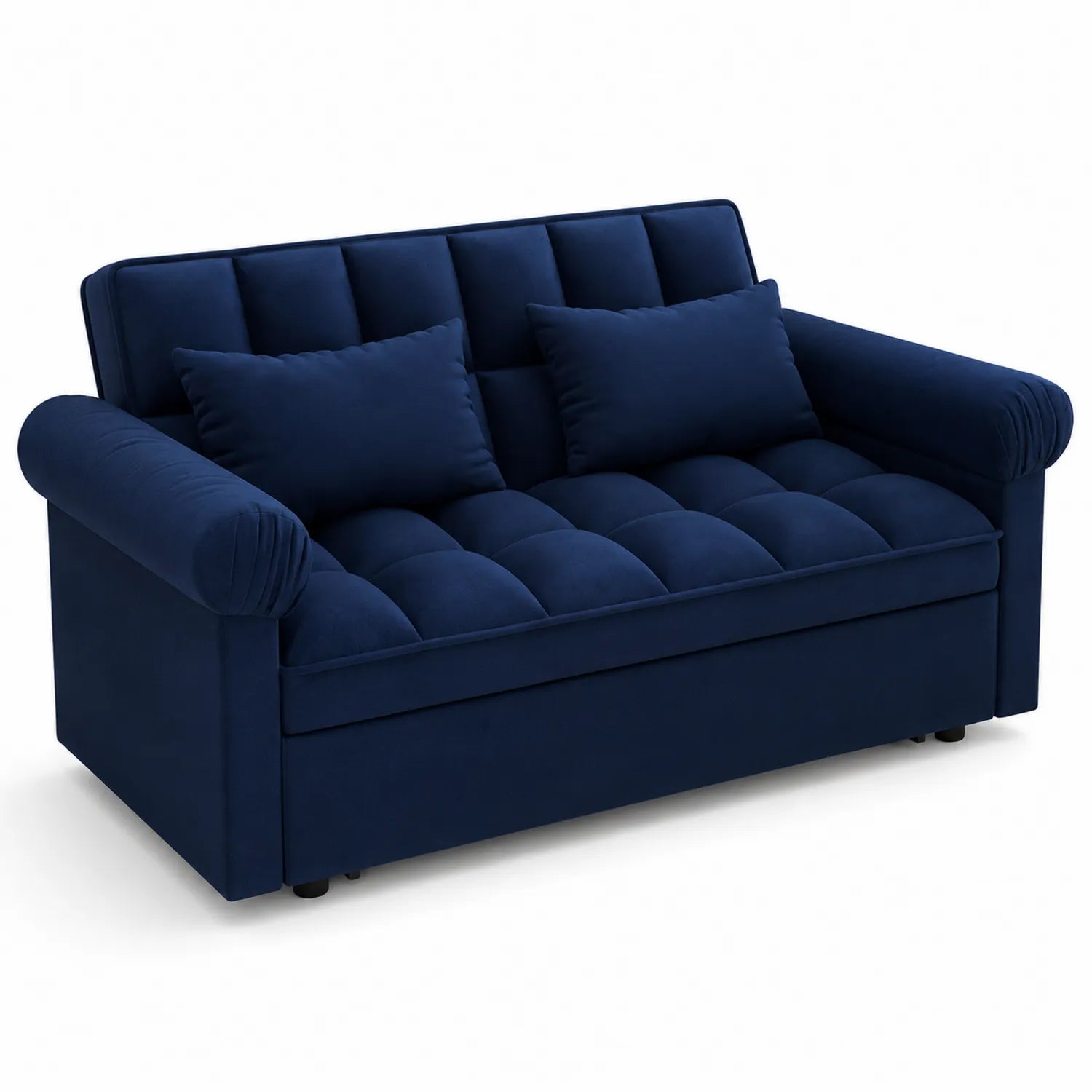 2-Sitzer Sofa Dunkelblau Samt mit Kissen